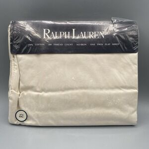 Ralph Lauren Home NIP Cream Damask Twin Flat Sheet Off-White Tone on Tone